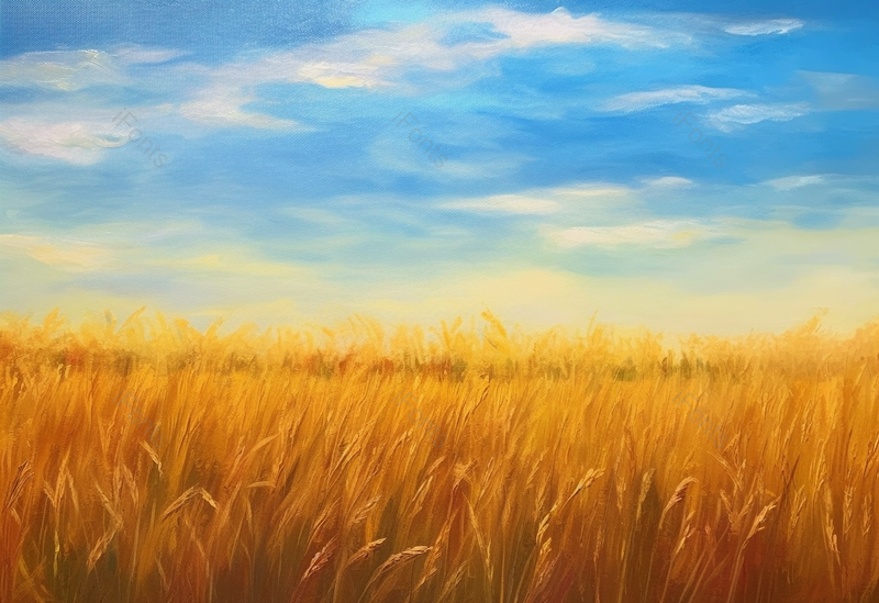 大自然下的麦子熟了油画背景,插画/手绘图,插画/手绘图库,插画/手绘图下载,插画/手绘